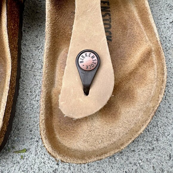 BIRKENSTOCK Gizeh Oiled Leather Sandals 36 5-5.5 Tan Shoes Flip Flops Slides - Picture 4 of 11